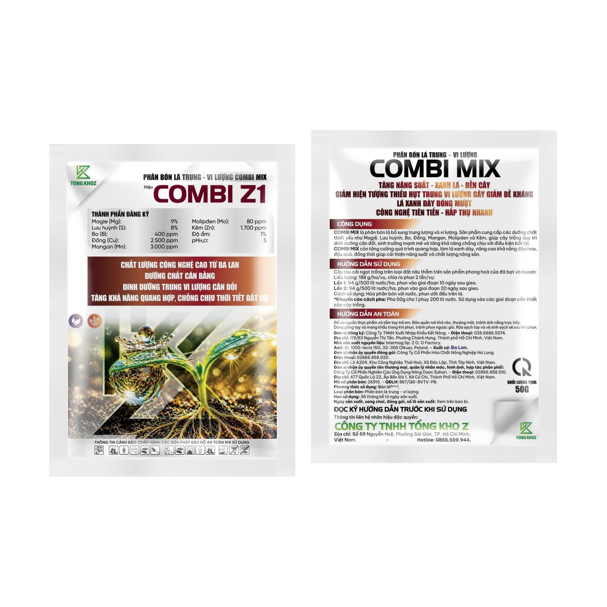 Combi Z1 phân bón lá trung vi lượng COMBI MIX tặng kèm